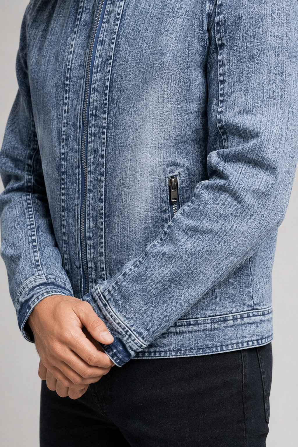 Men's Motorcycle Denim Jacket Blue