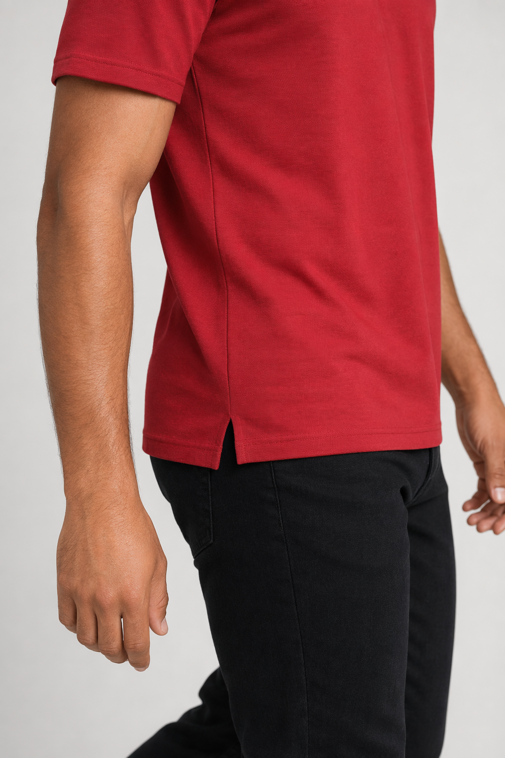 Slim Fit Men's Casual V-Neck Tee Red