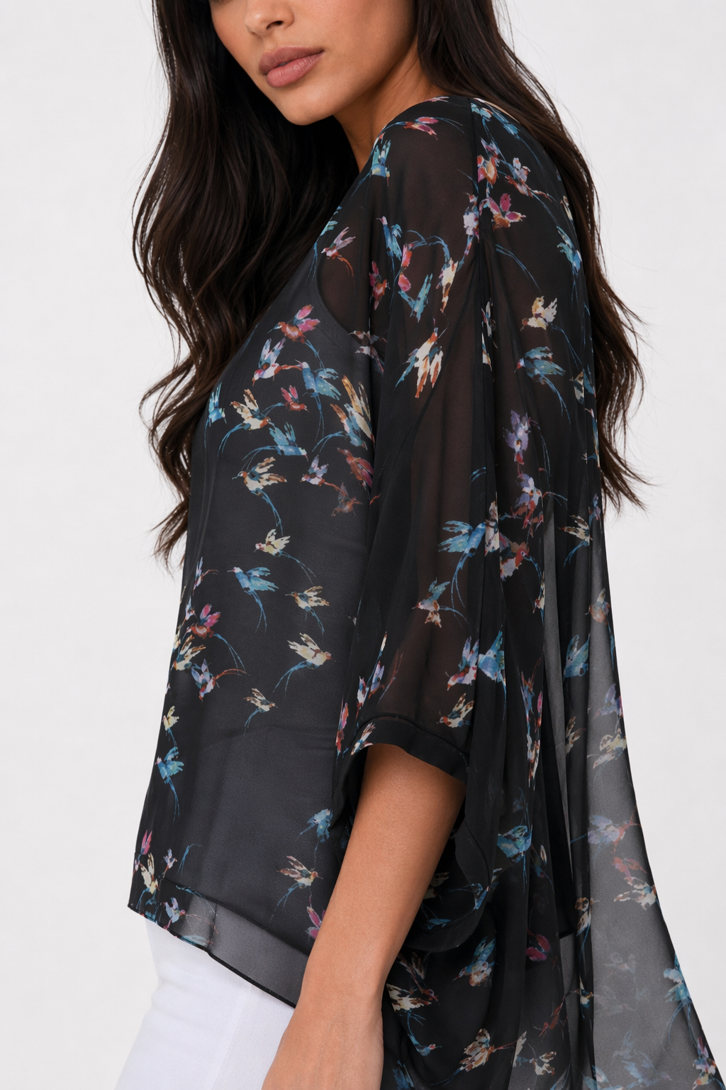 Chiffon Top with Printed Birds for Women Default