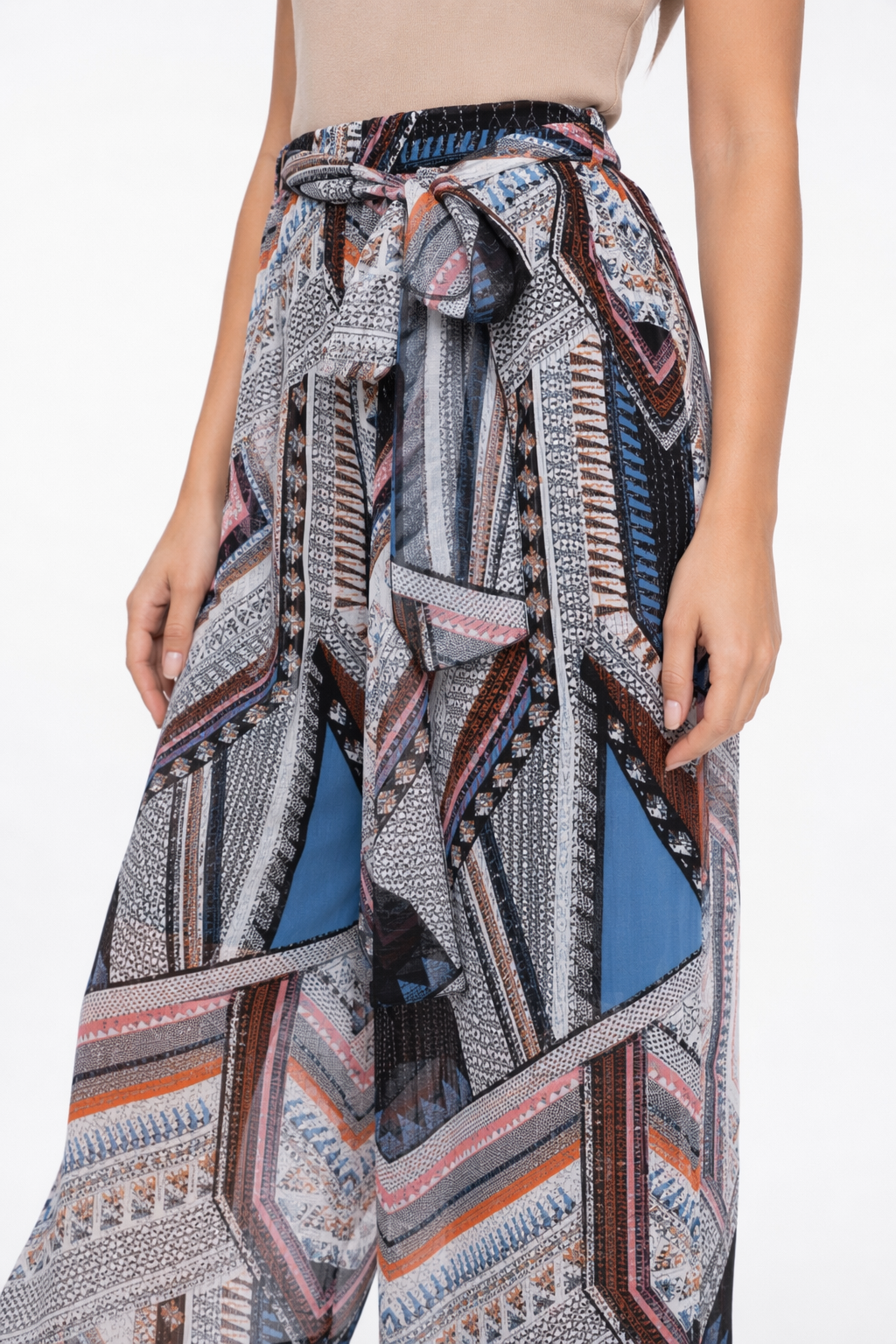 Flowing Patterned Wide-Leg Trousers Default