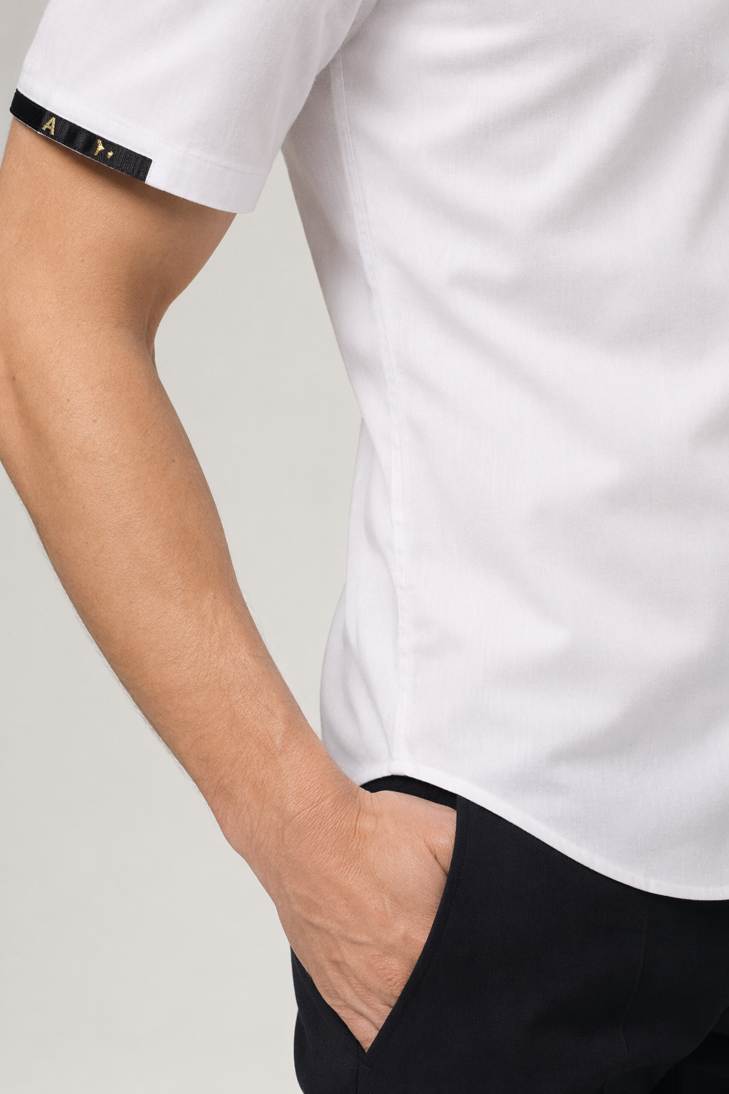 Short-Sleeved Button-Up Shirt for Men White