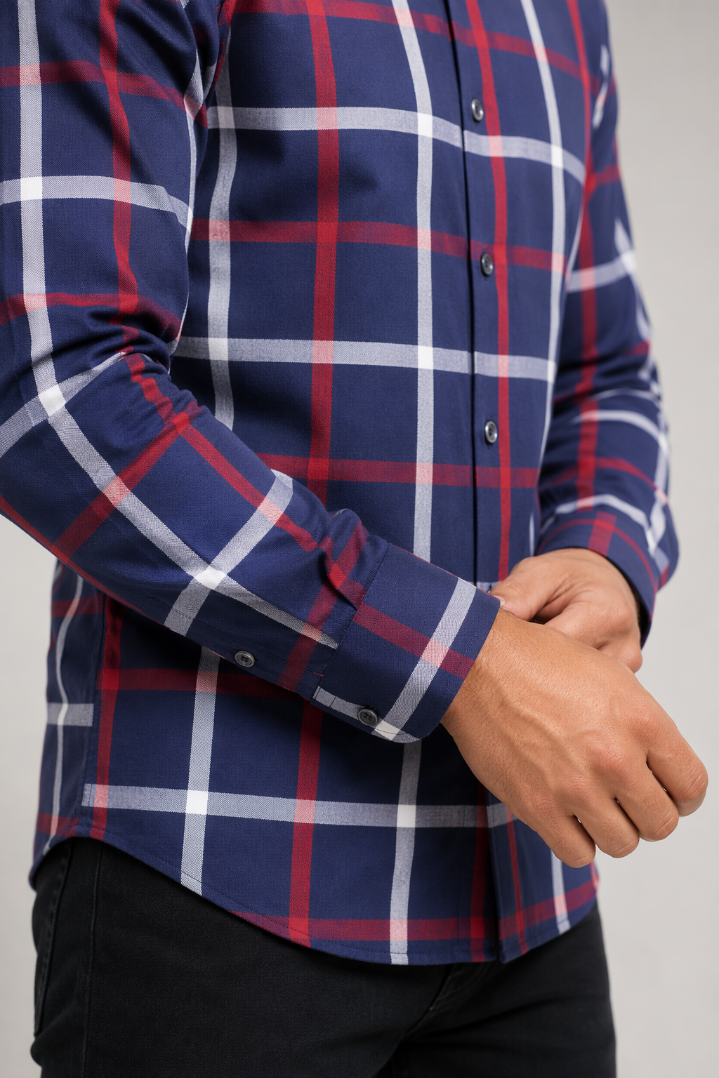 Checkered Button-Down Men's Shirt: Keeping Style Classic! Navy