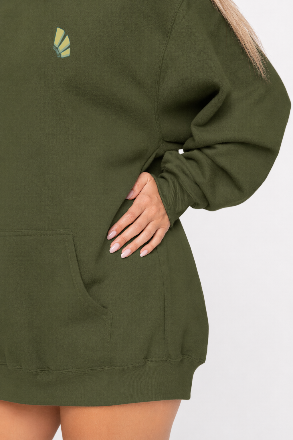 Anime Mango Logo Hoodie Military Green