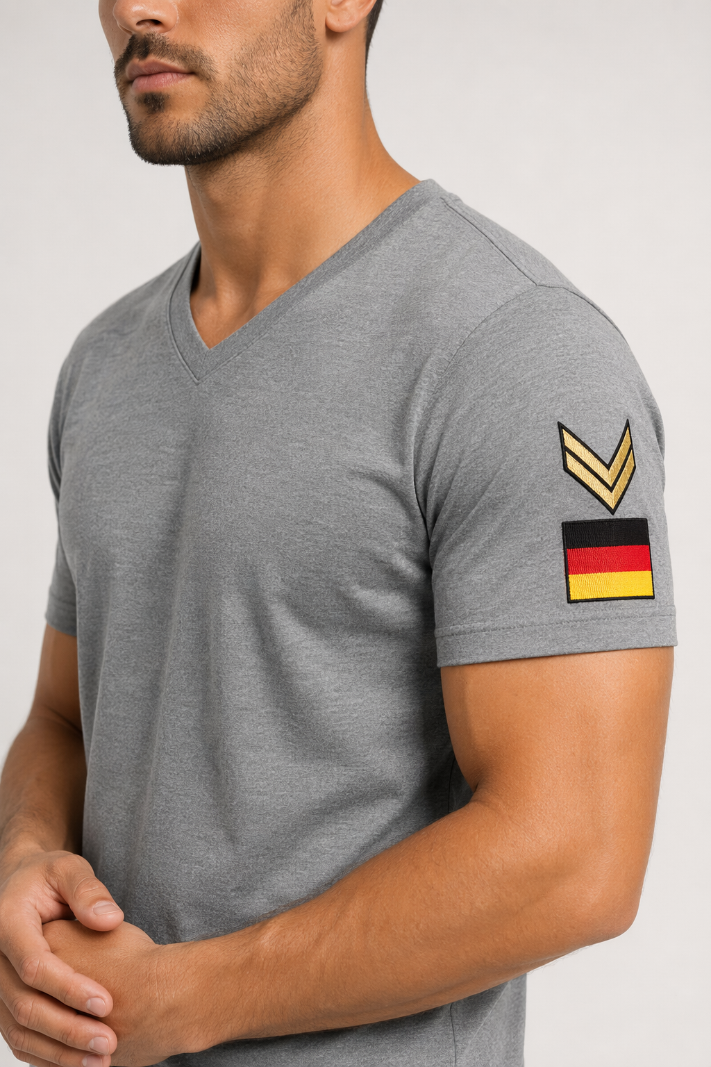 Army Badge Slim Fit Men's Tee Gray