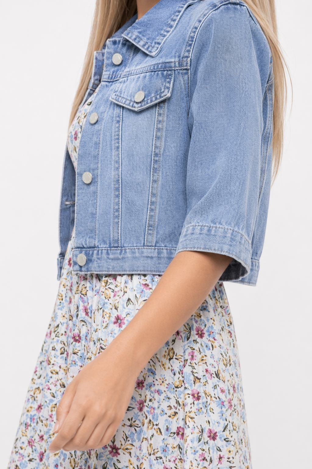 Denim Short Jacket for Women with Half Sleeves Default