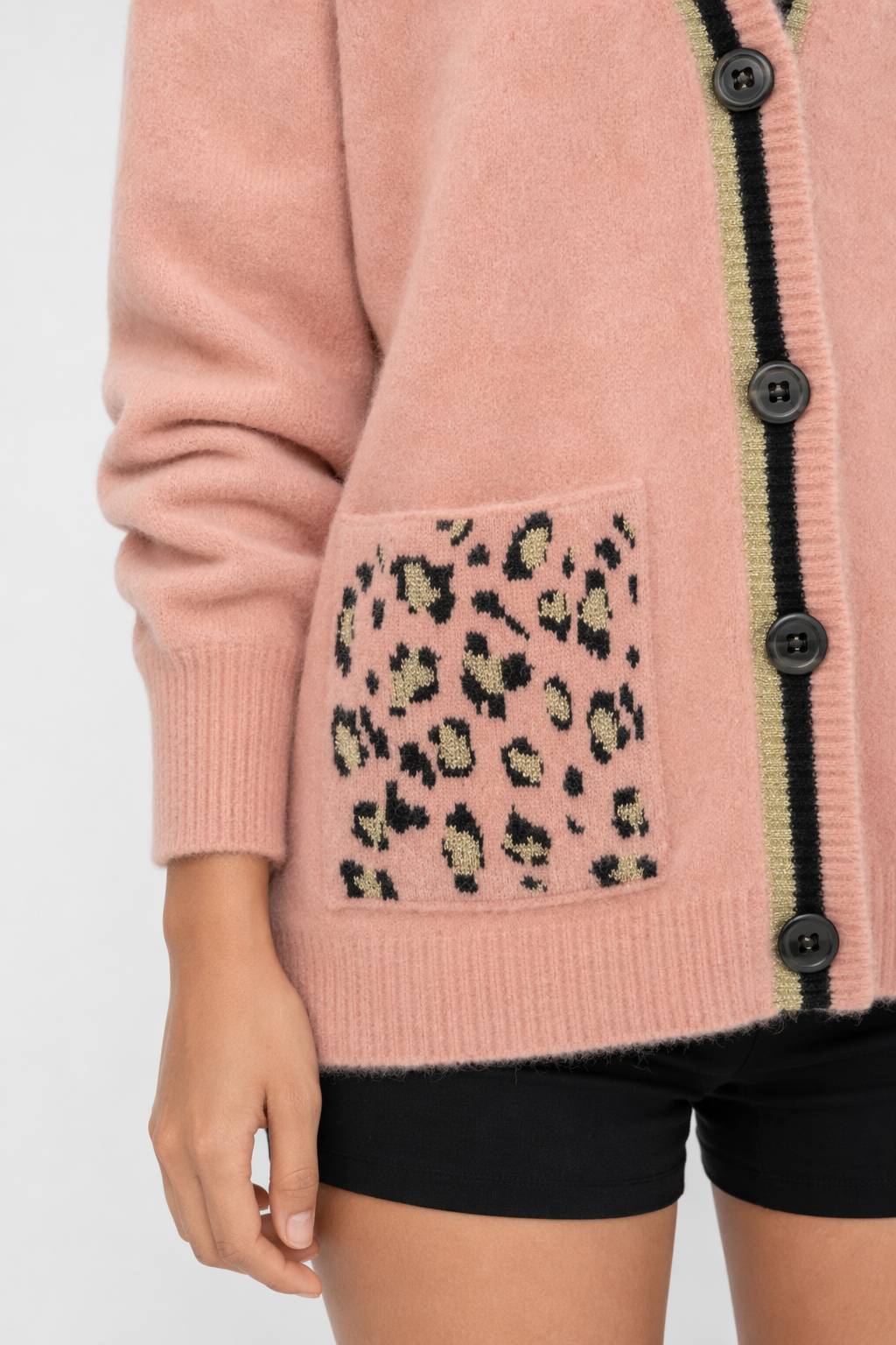 Leopard Print Women's Sweater Pink
