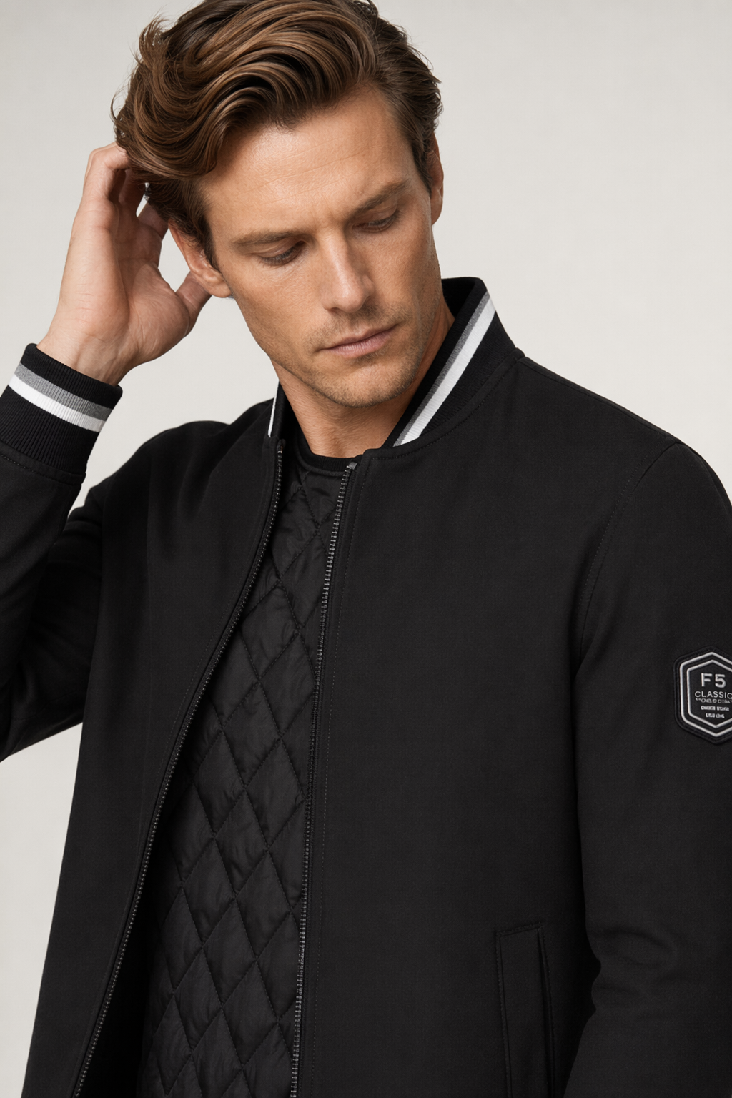 Men's Inner Layer Insulated Baseball Jacket Black
