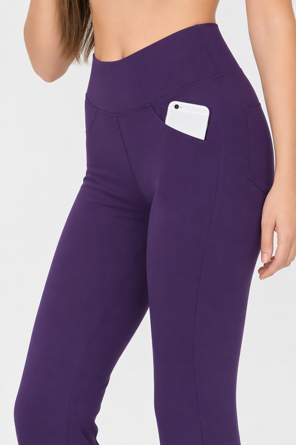 Flattering Straight Flare Yoga Leggings with a High Waist CS-Purple