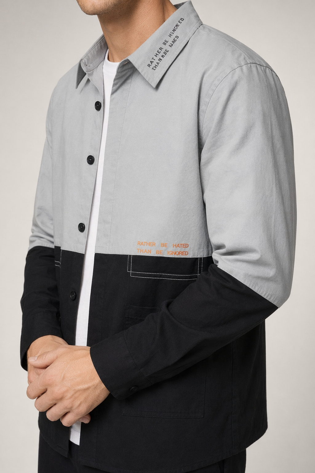 Long Sleeve Two-Toned Casual Men's Shirt Gray