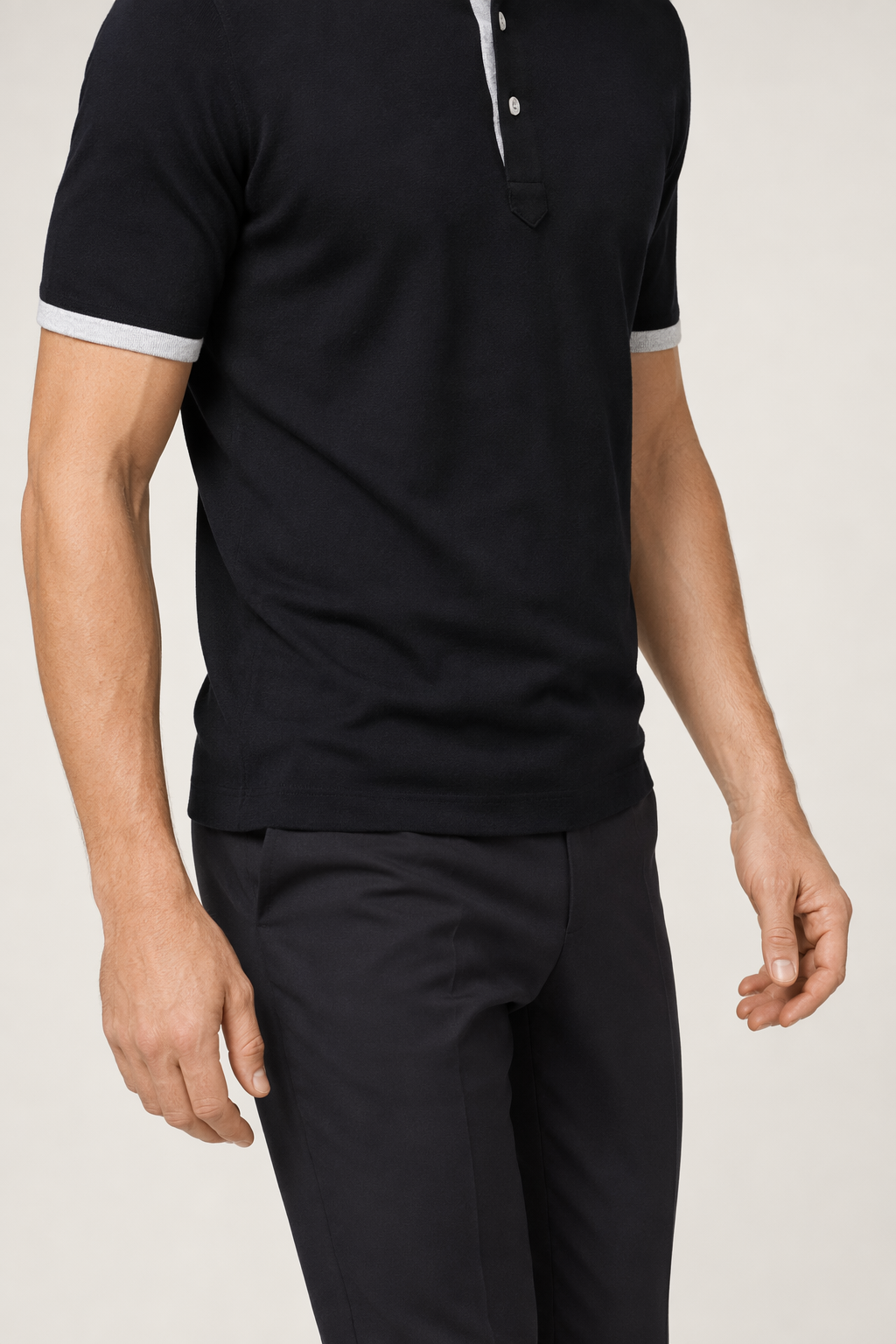 Slim-Fit Short-Sleeve Polo Shirt for Men Black