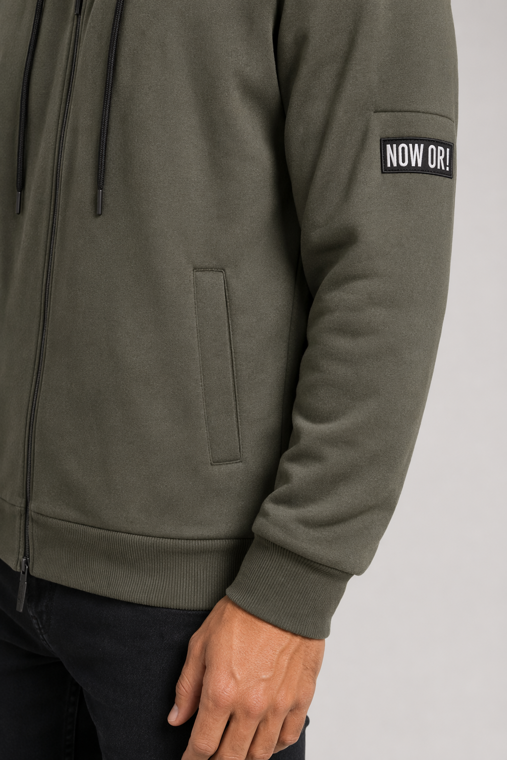 Casual Zip-Up Hoodie for Men Army Green