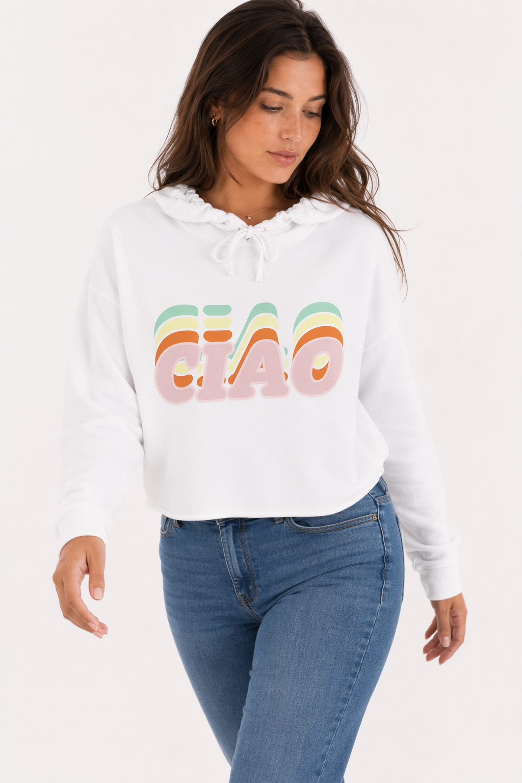 Multicolored Crop Hoodie for Women: Embrace the Vibrant! White