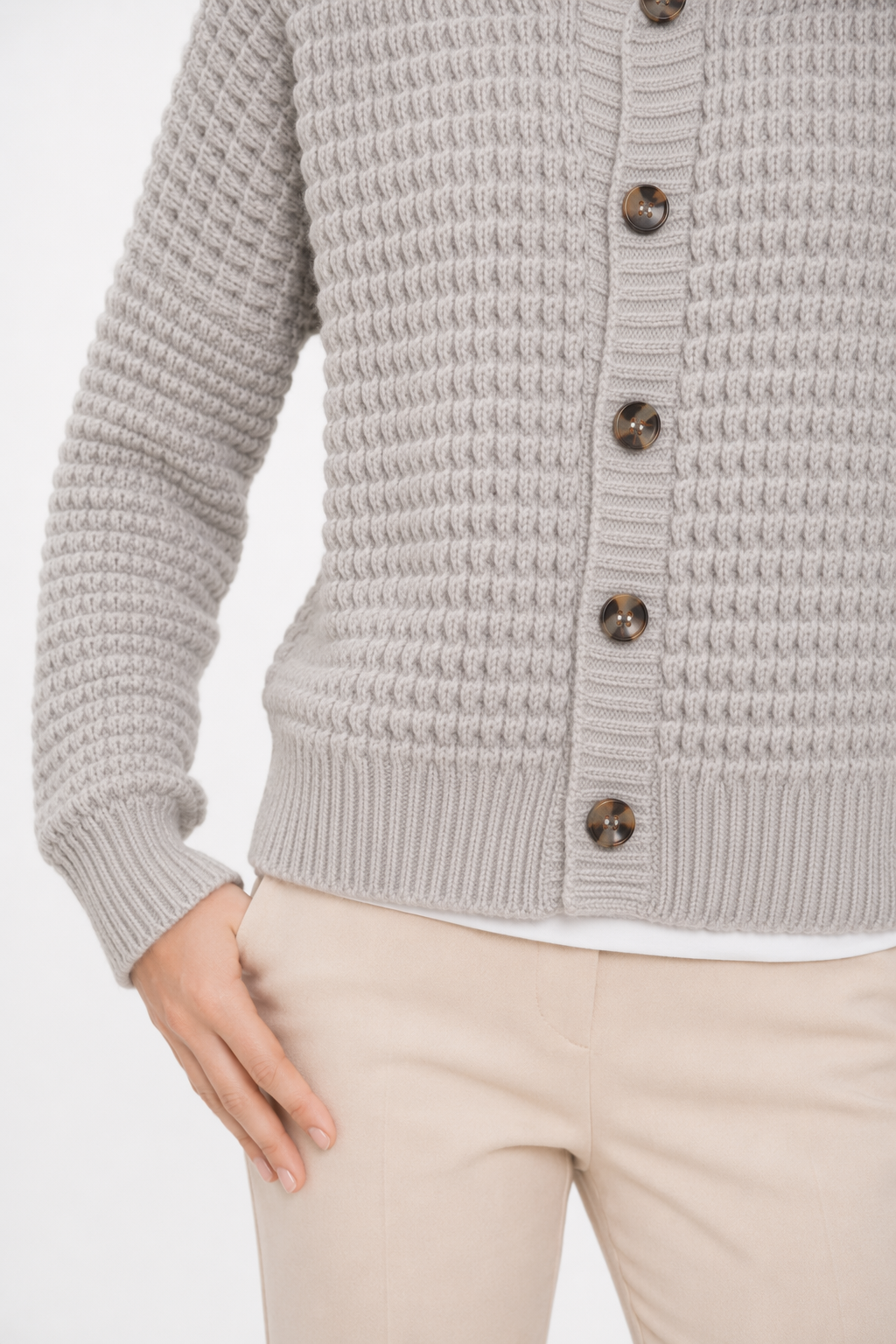Casual Knit Button-Up Cardigan for Women Gray