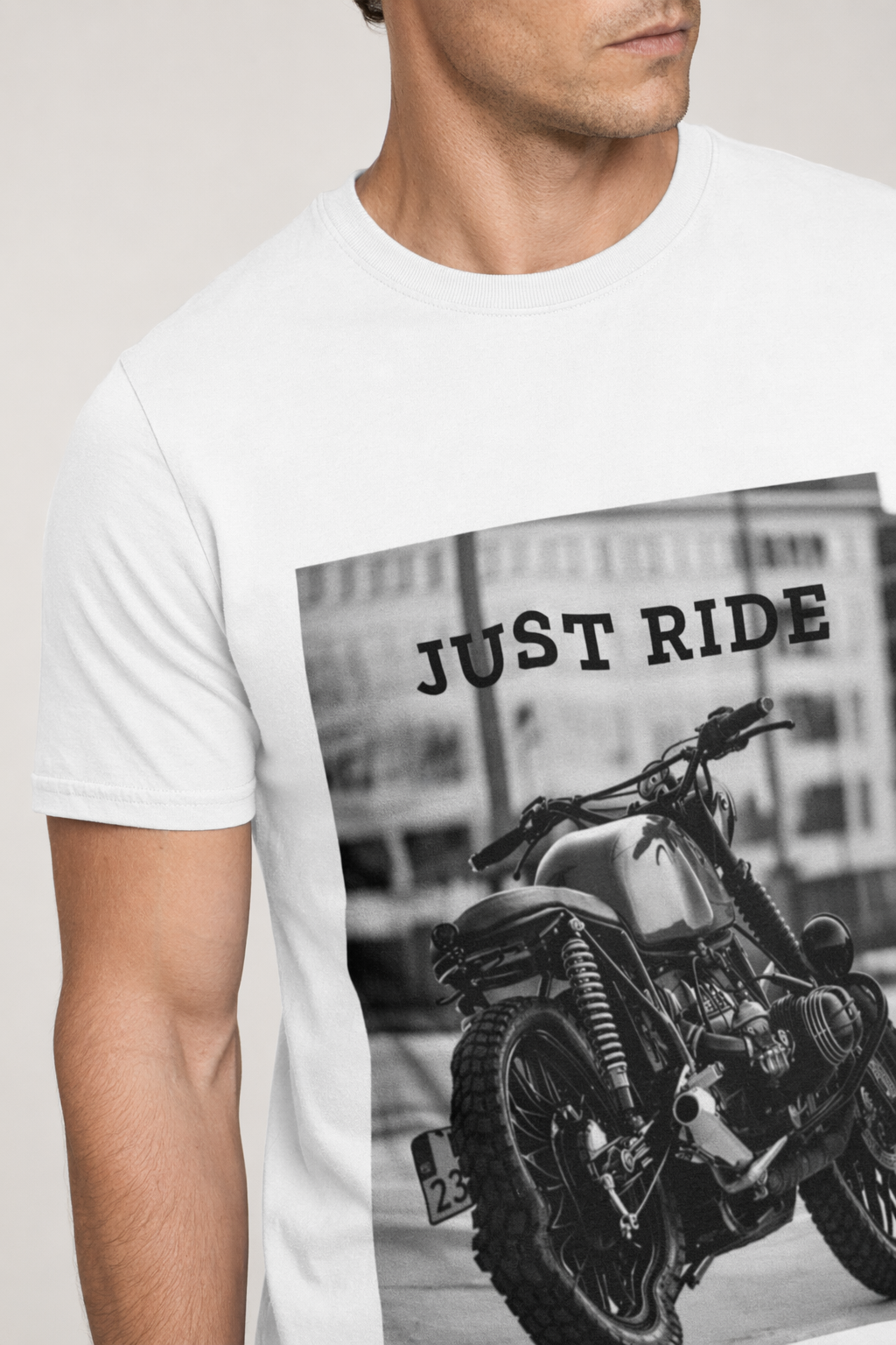 Just Ride Motorcycle Heavy Cotton Tee White