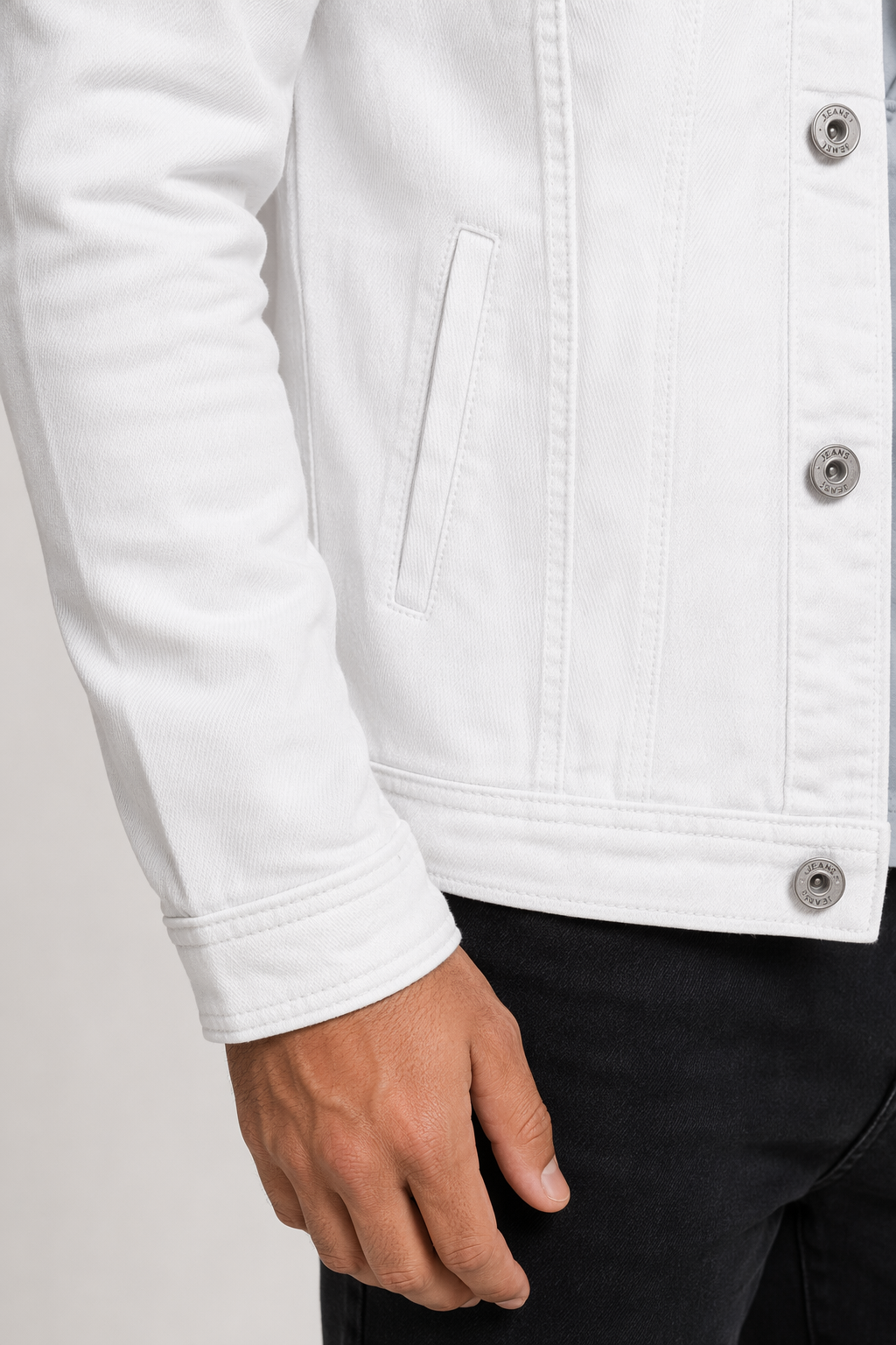 Casual Men's Jacket with Dual Pockets White