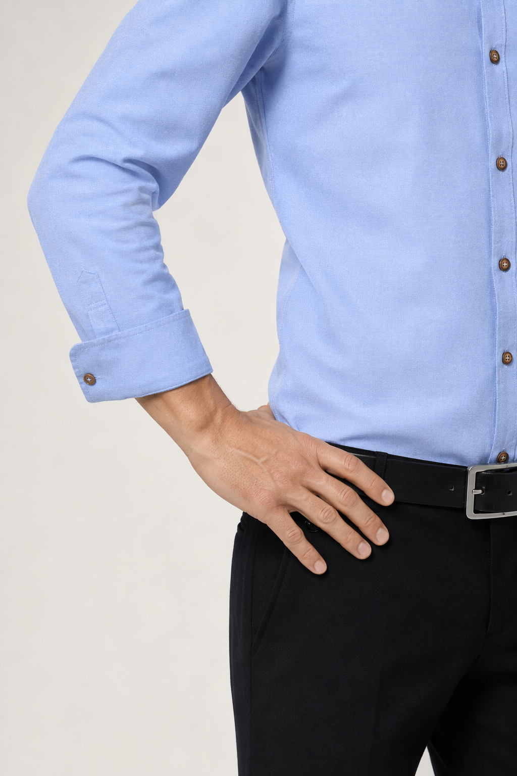 Mandarin Neck Men's Shirt Blue