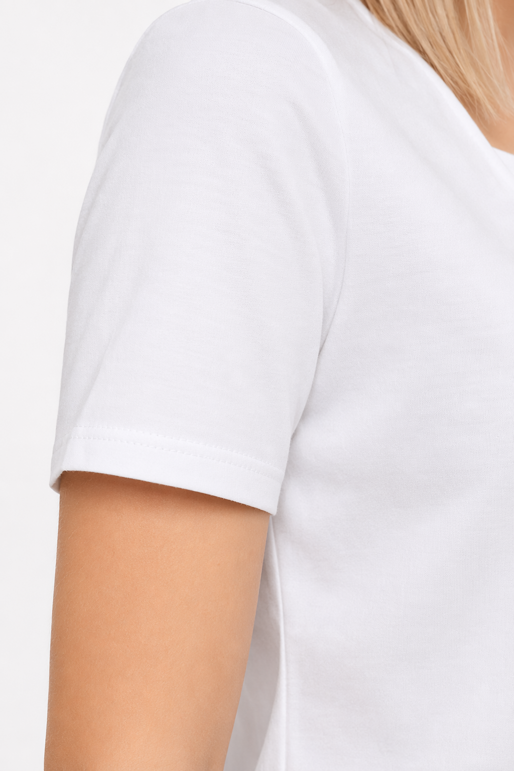 Korean V-Neck Women's Summer Blouse White