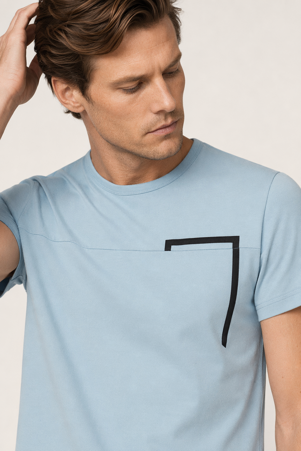 Rectangular Men's Concealed T-Shirt Blue
