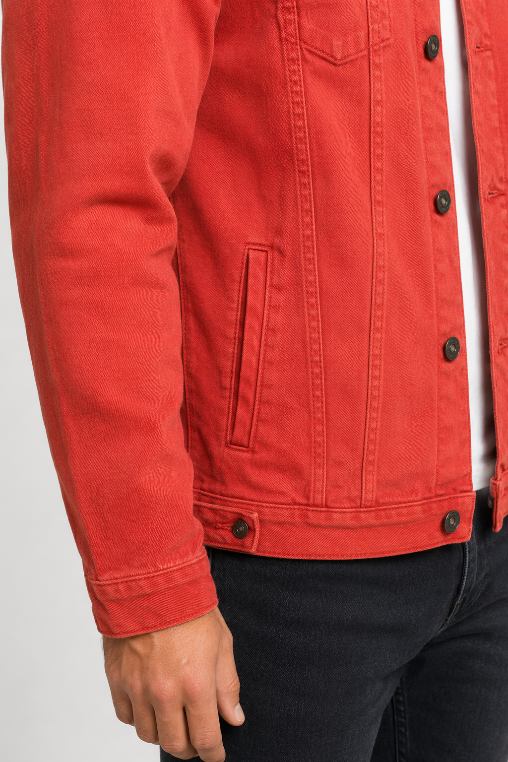 Casual Men's Jacket with Dual Pockets Red