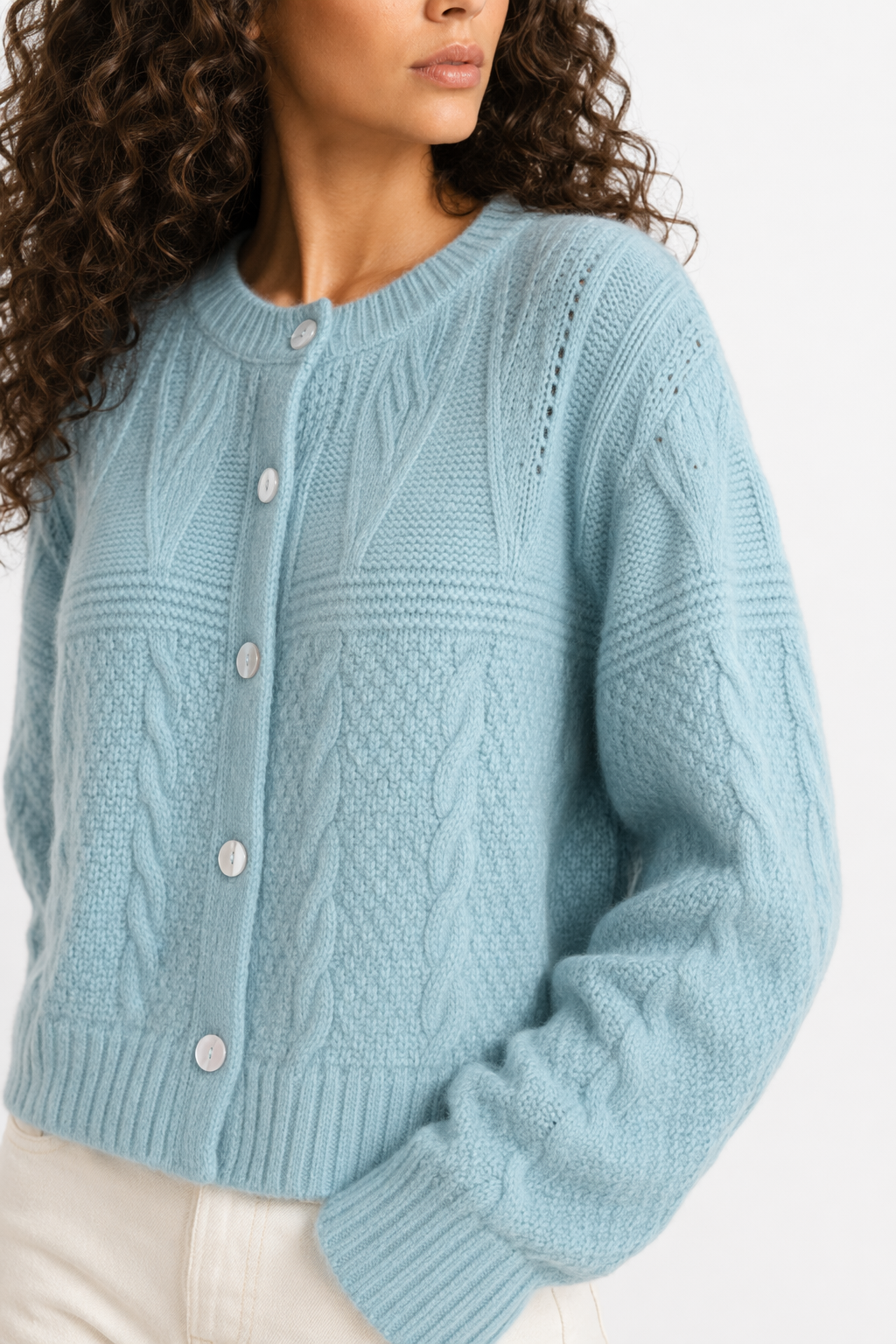 Patterned Women's Batwing Knit Cardigan Blue