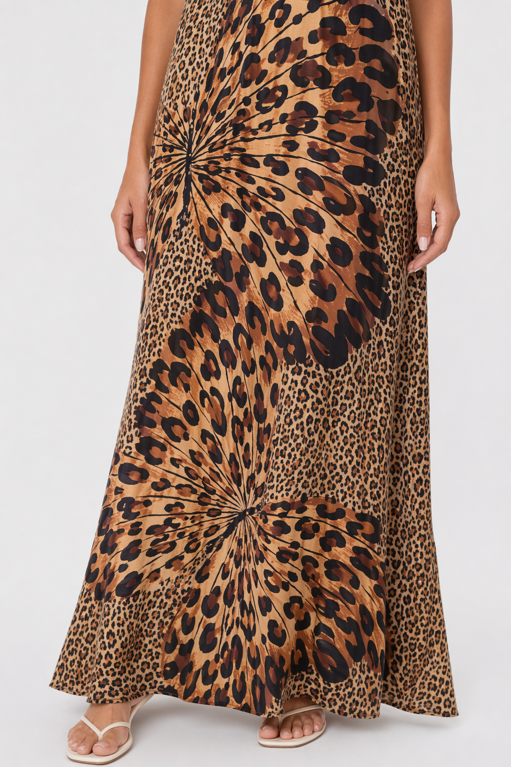Sleeveless Dress with Leopard Print for Women Khaki