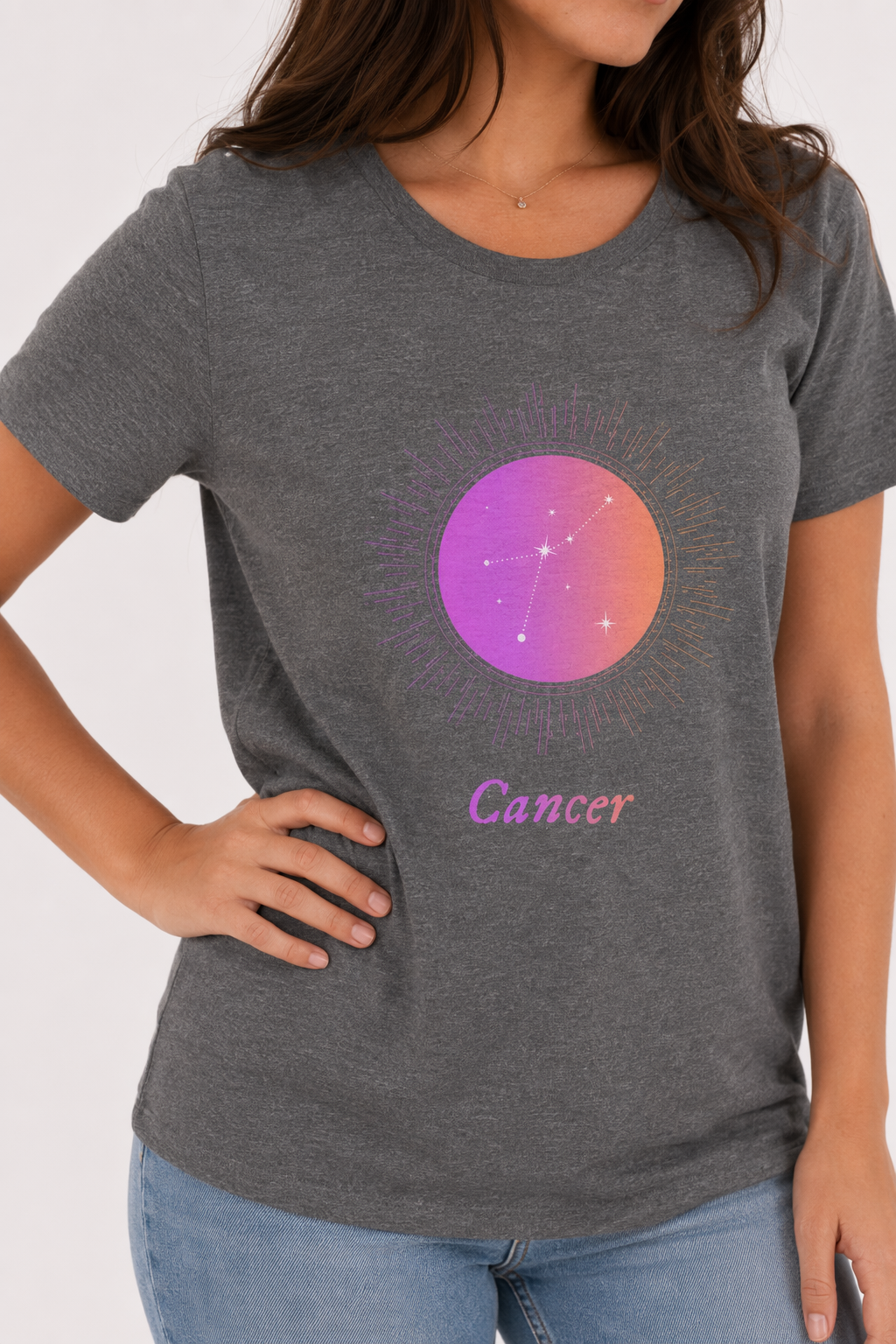 Gradient Zodiac T-Shirt for Women: Embracing the Power of Femininity Deep Heather