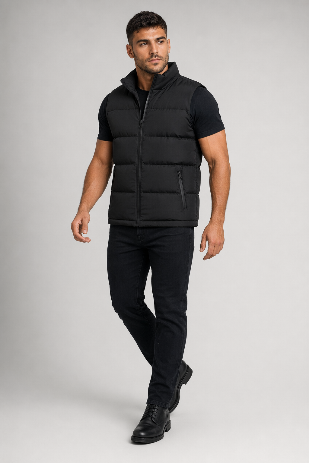 Casual Men's Insulated Sleeveless Jacket Black