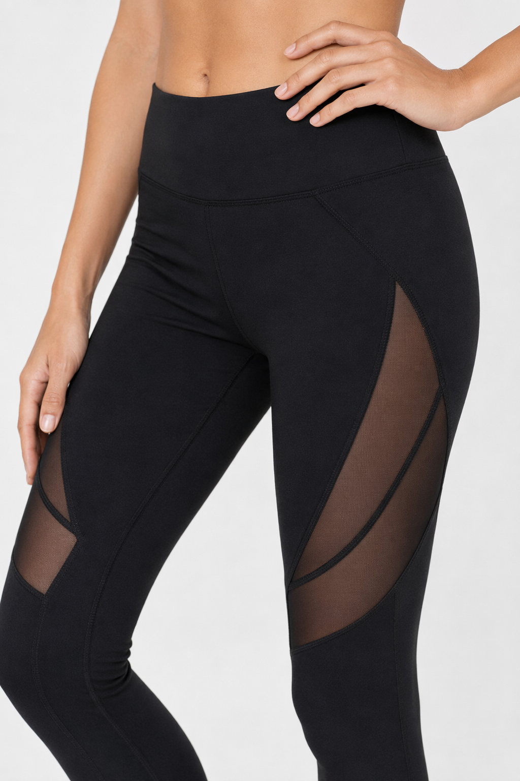 Slim-Fit Yoga Leggings with Mesh Detailing for Women Default