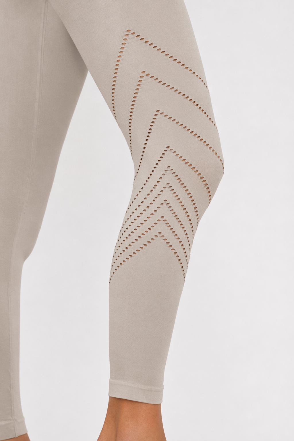 Stretchy Stripes High Waist Yoga Leggings Beige