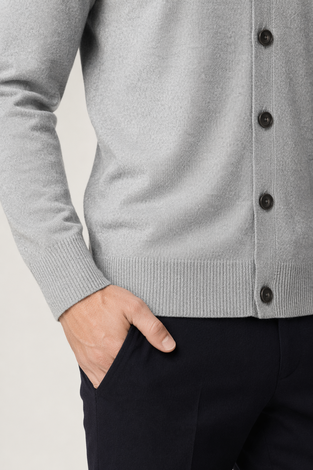 Everyday Men's Knitted Button-Up Cardigan Light Gray
