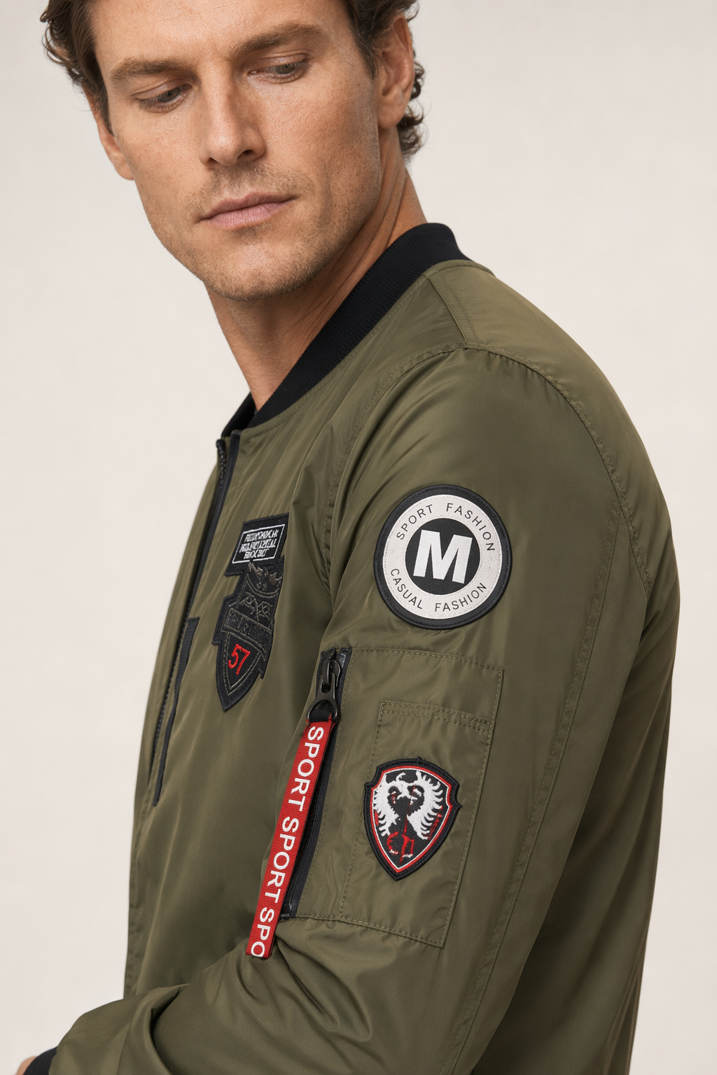 Zip-Tag Men's Bomber Jacket Army Green
