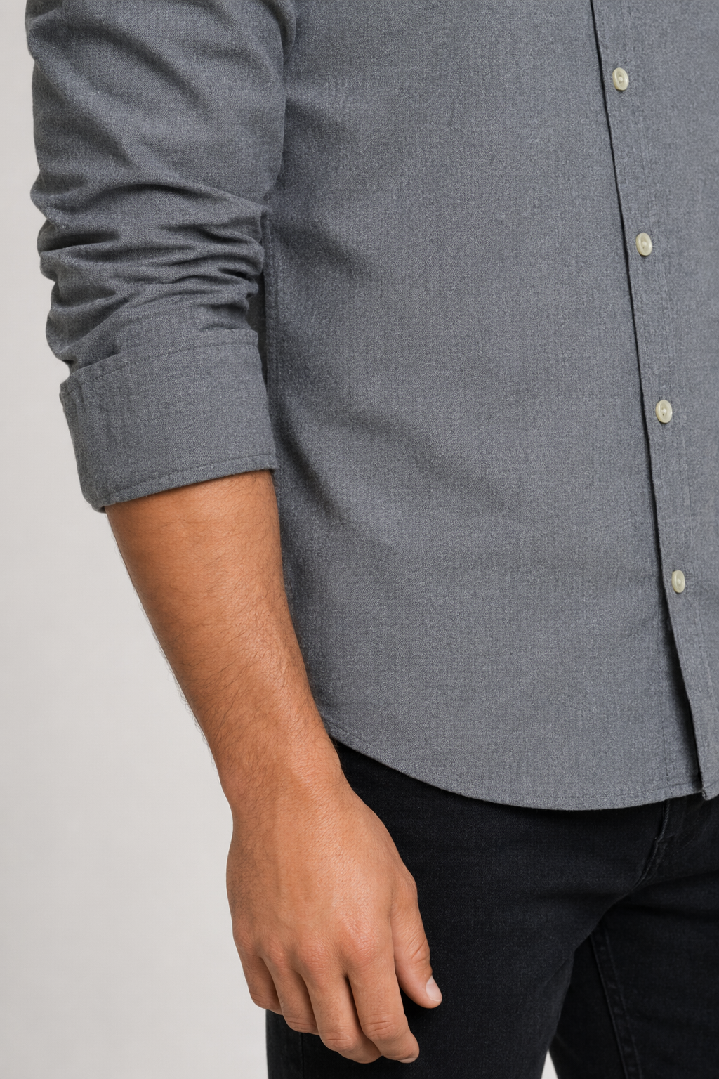 Color-Blocked Men's Button-Up Shirt: A Revised Title Gray