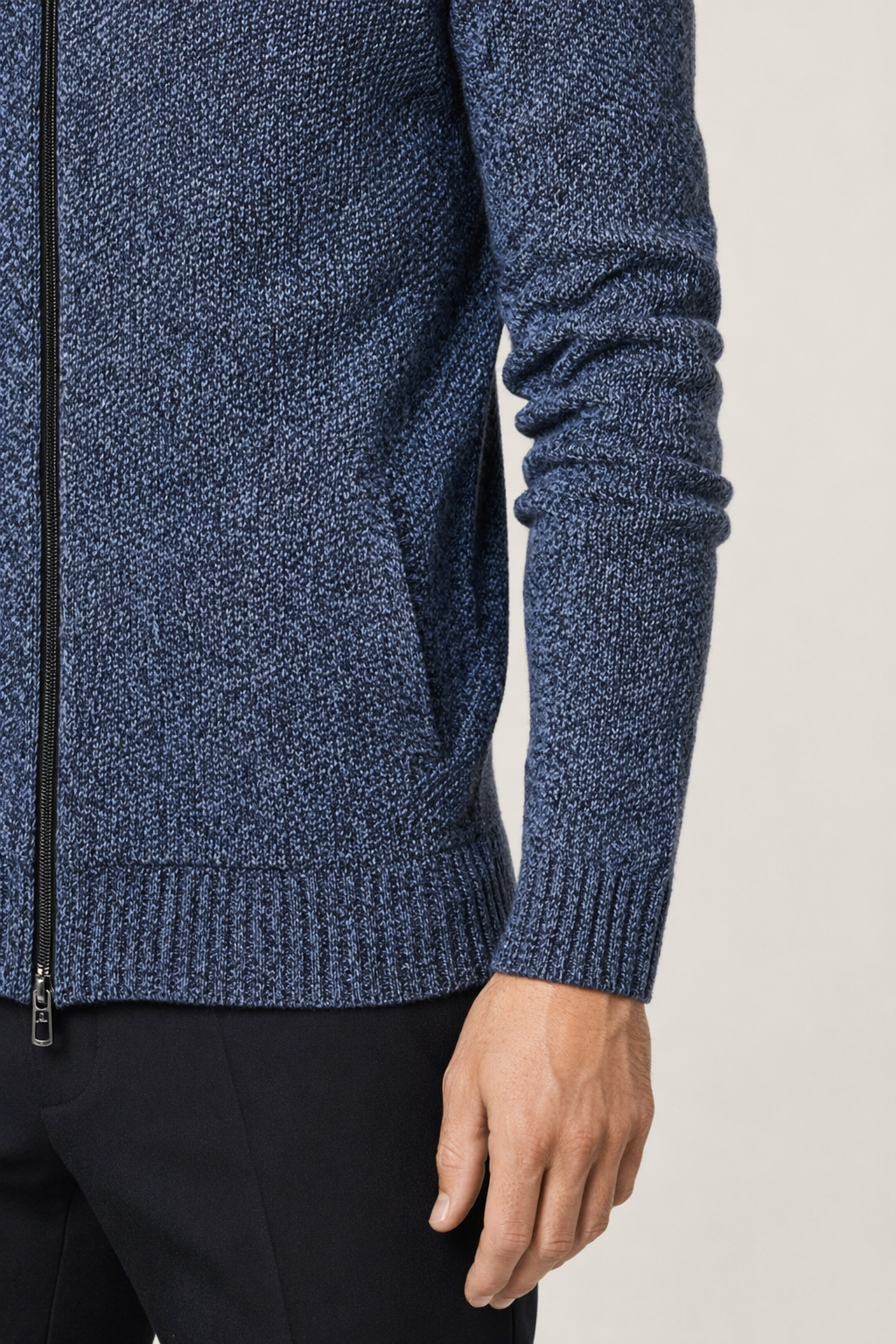 Blue Hooded Zip-Up Jacket for Men Default