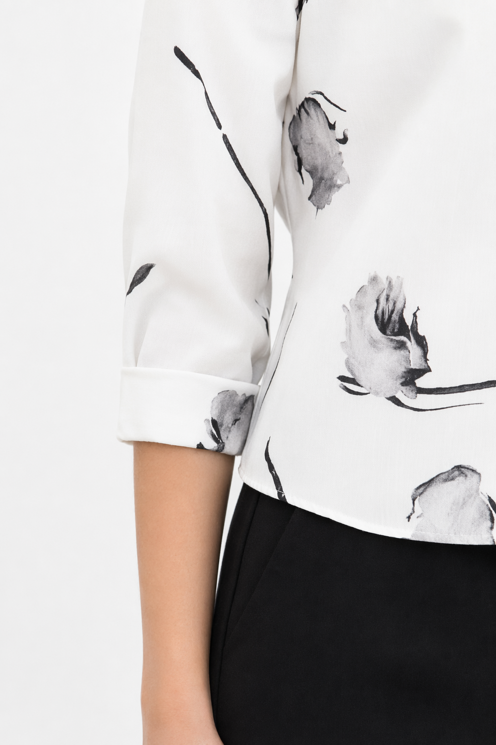 Floral Korean-Inspired Blouse for Women White