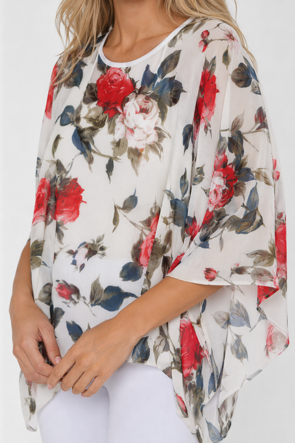 Floral Print Chiffon Top for Women Default