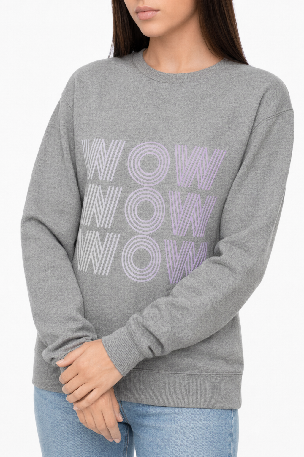 Wow Logo Sweatshirt for Women Sport Grey