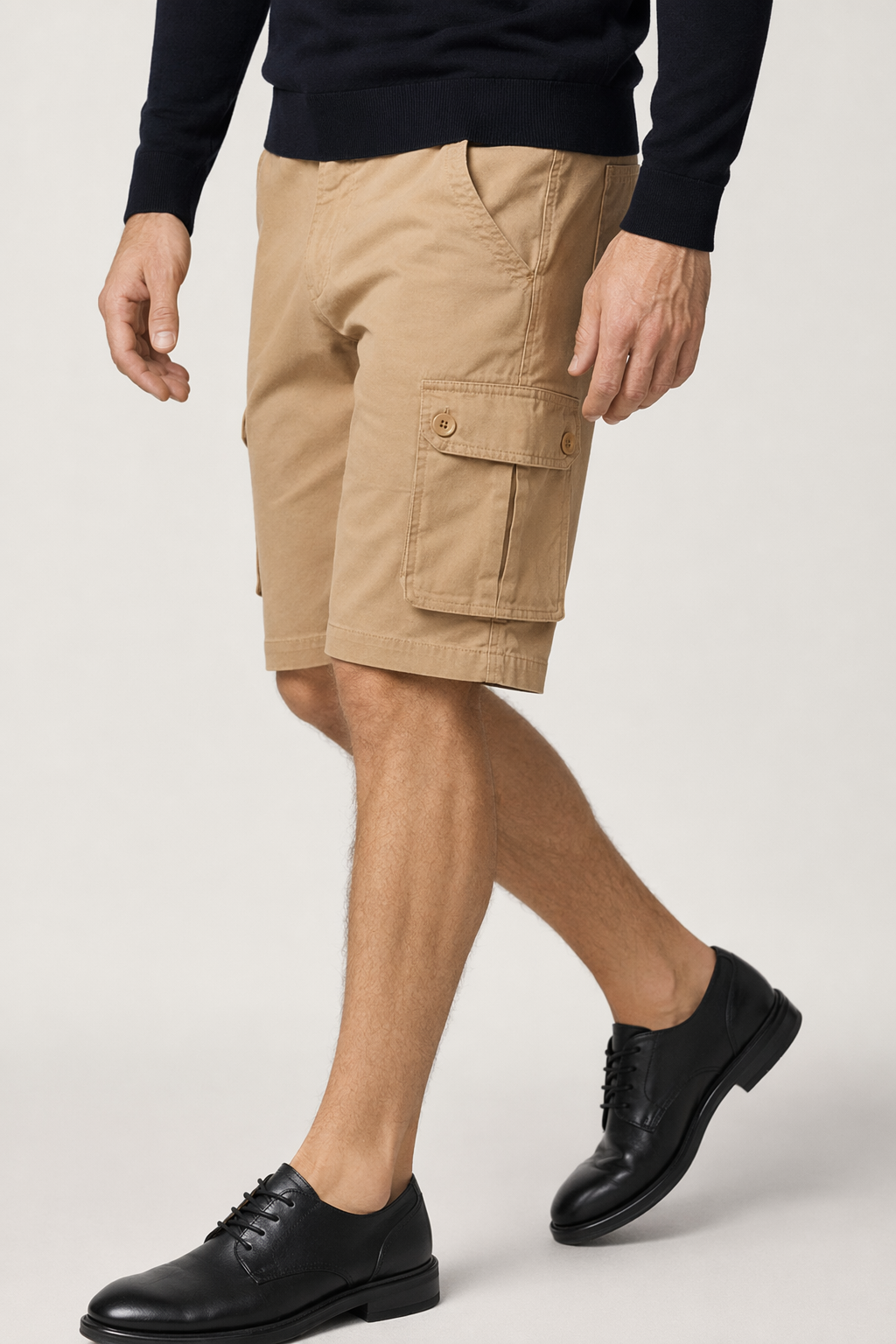 Casual Shorts with Multiple Pockets for Men Beige