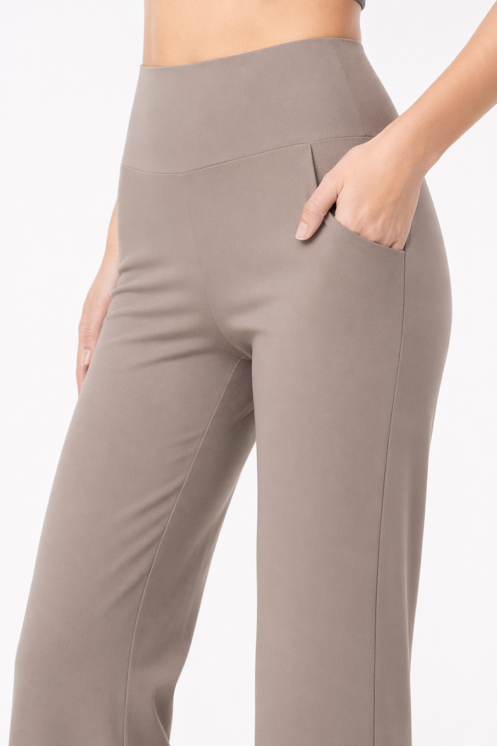 Flattering Straight Flare Yoga Leggings with a High Waist CS-Khaki