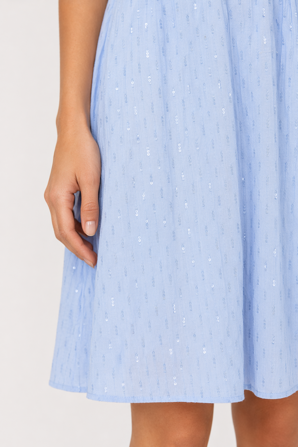 Ruffled Sleeve Summer Dress for Women with V-Neck Blue