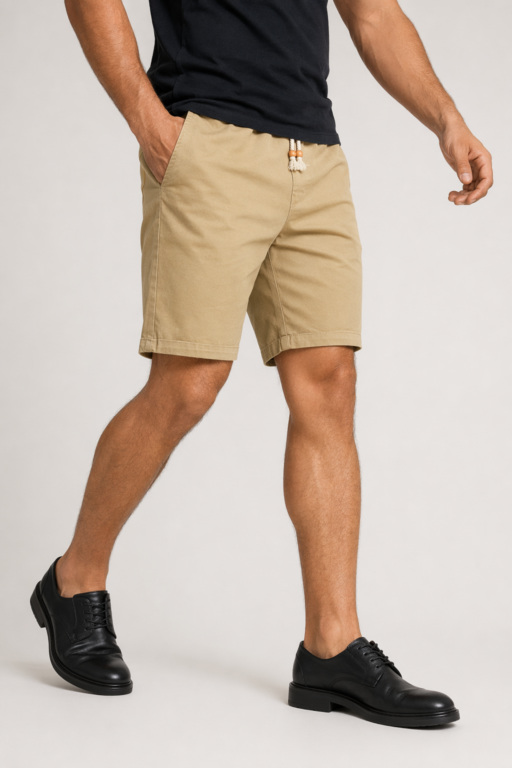 Casual Drawstring Shorts for Men Khaki