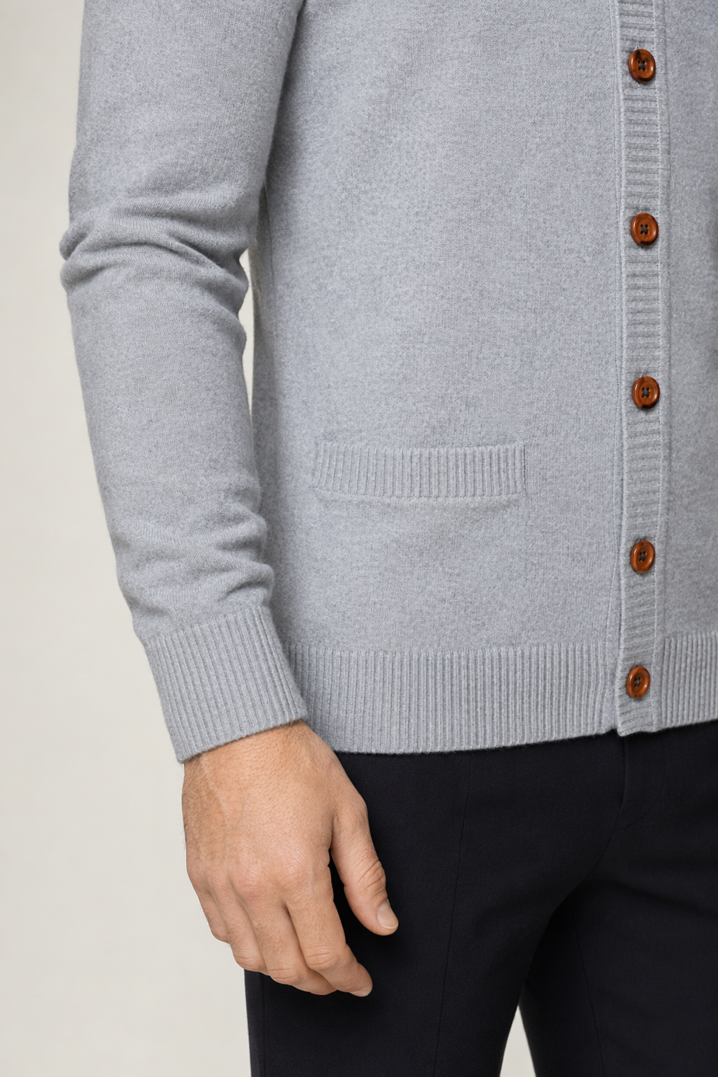 Button Up Cardigan for Men Light Gray