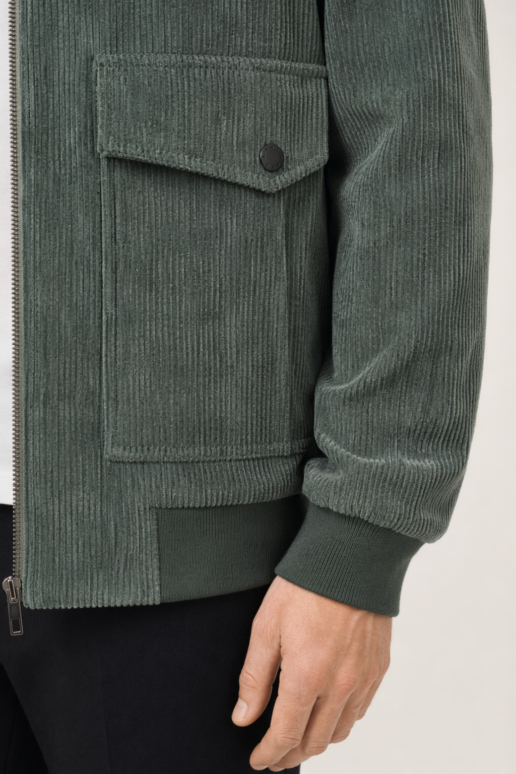 Corduroy Jacket for Men with Front Pockets Green