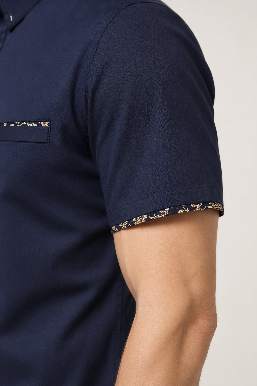 Short-Sleeved Button-Up Shirt for Men Navy
