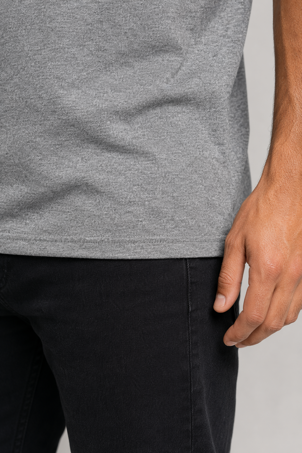 Streetwear T-Shirt for Men with Faux Pockets Sport Grey