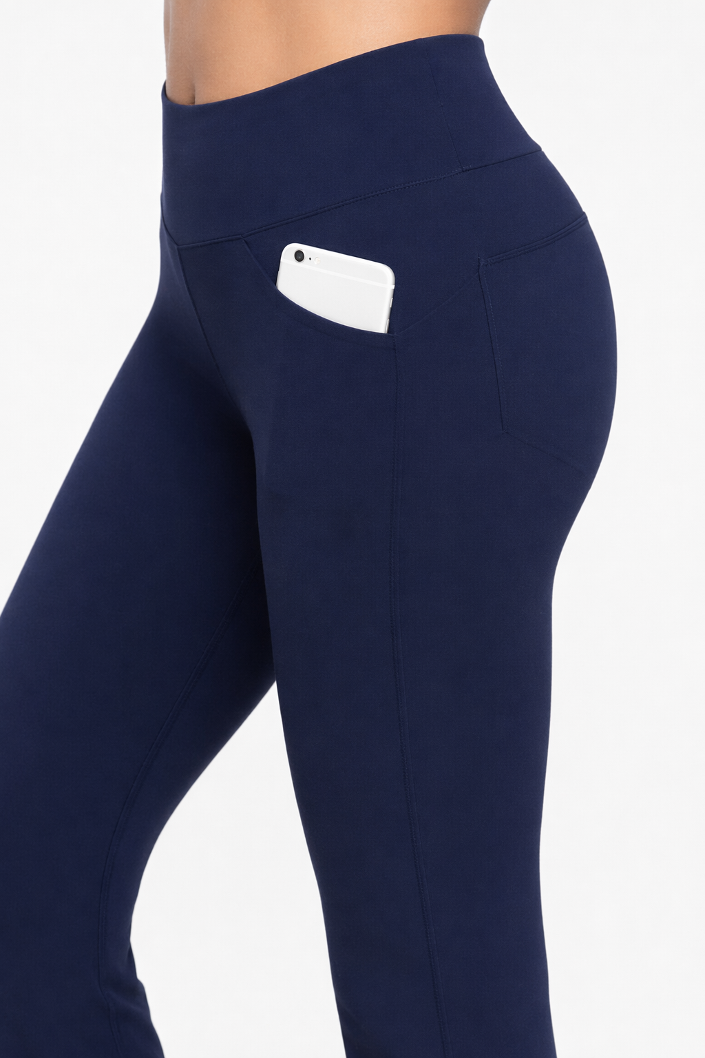 Flattering Straight Flare Yoga Leggings with a High Waist CS-Navy