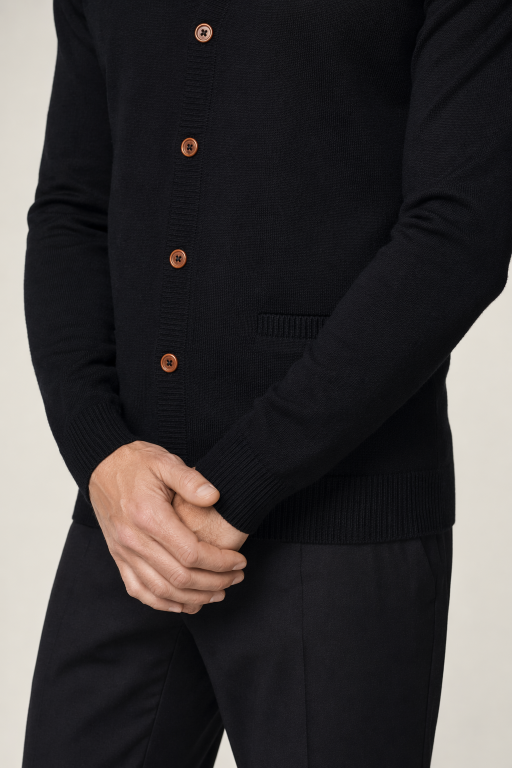 Button Up Cardigan for Men Black