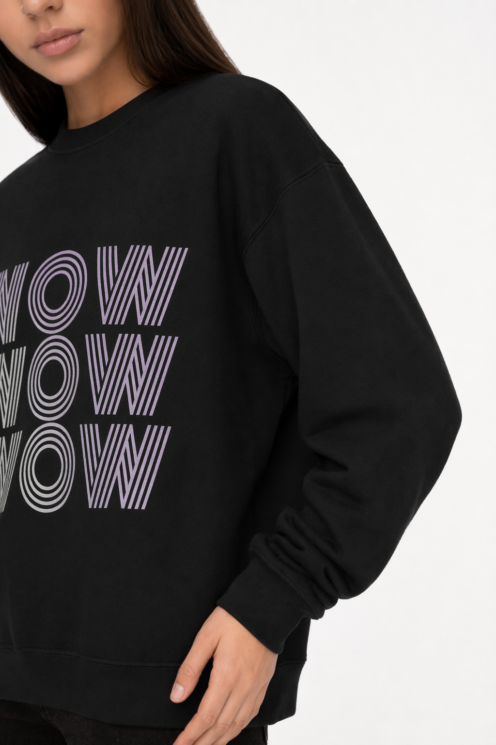 Wow Logo Sweatshirt for Women Black