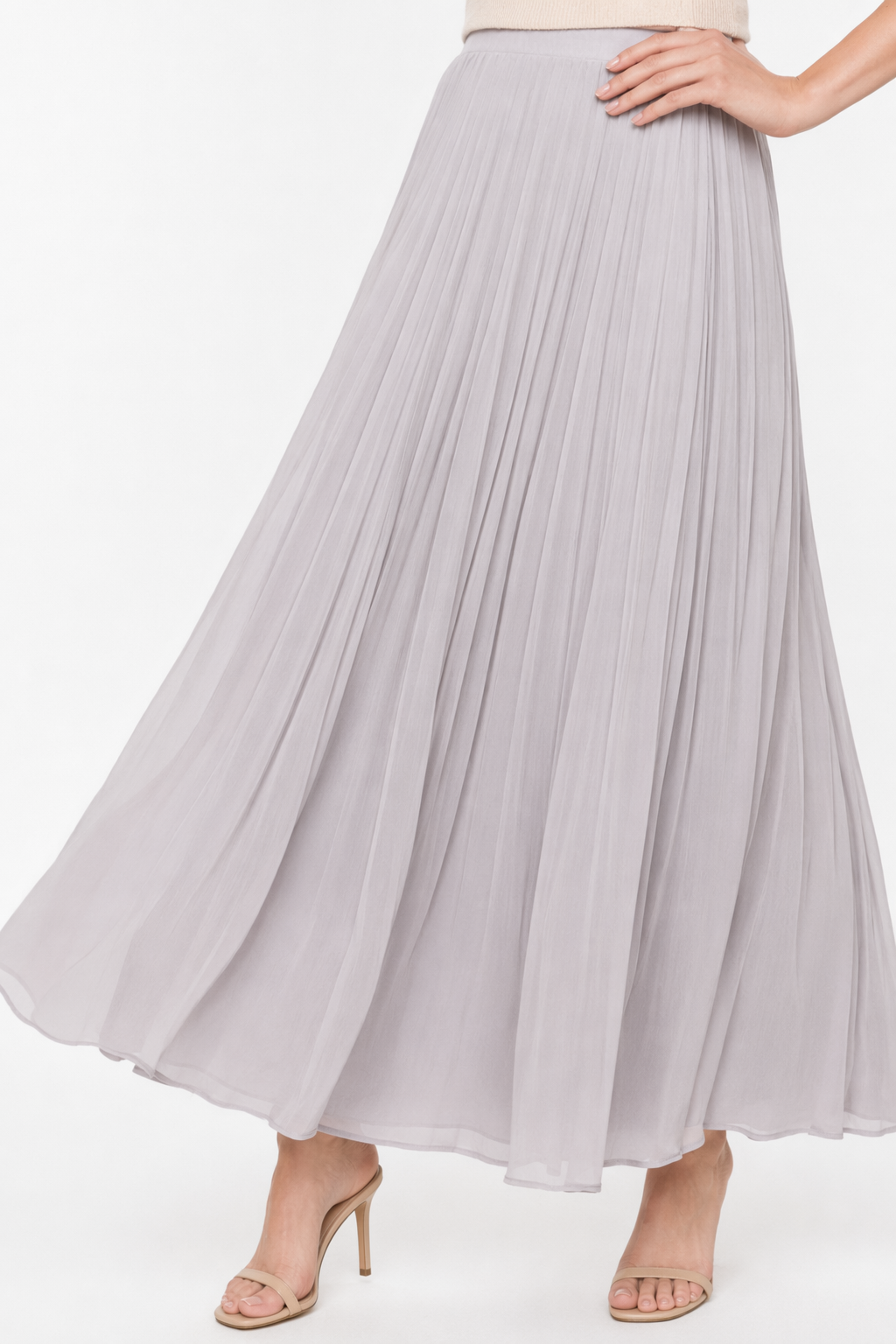 Chiffon Skirt with Pleats Gray