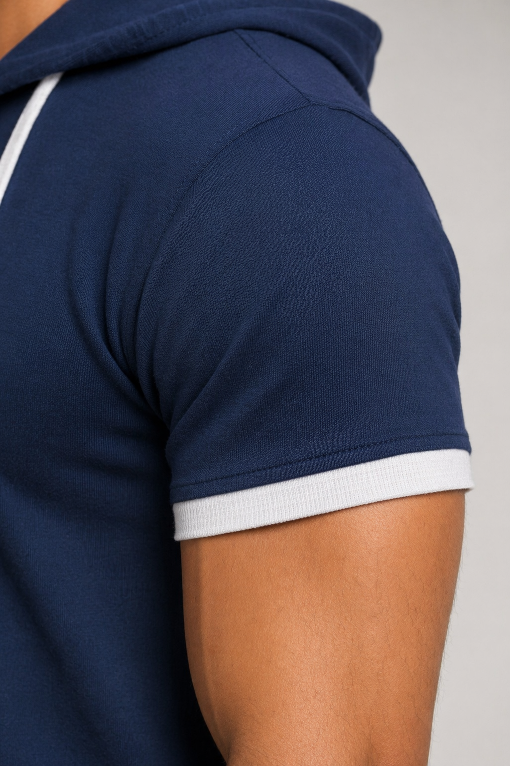Short Sleeve Hooded Tee for Men Blue