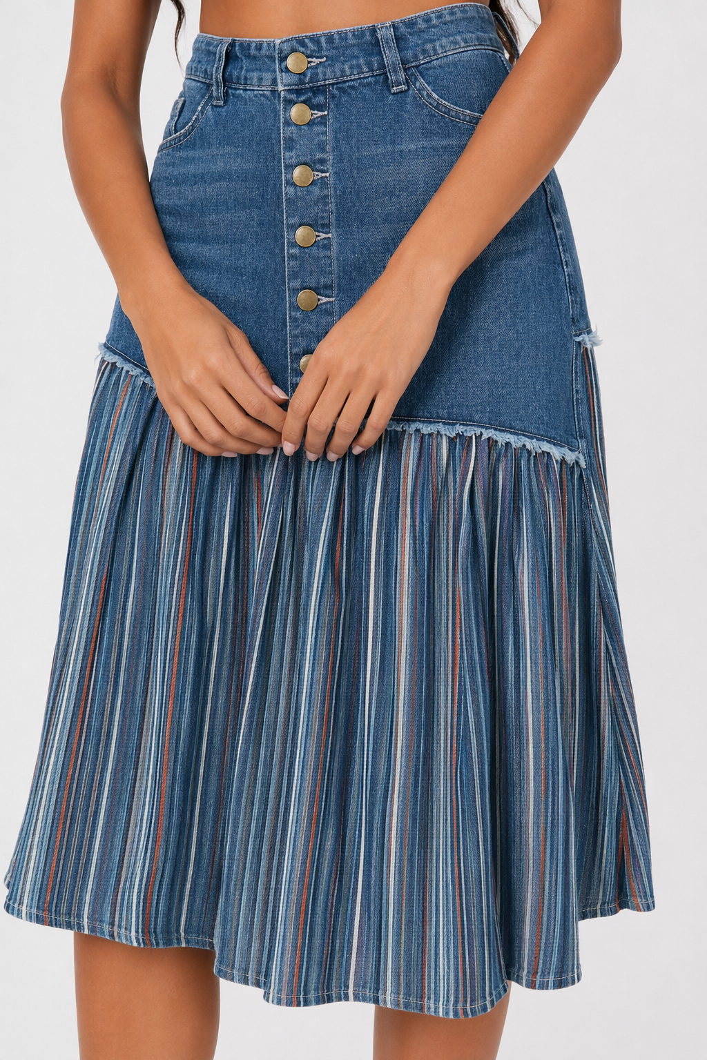 Denim Skirt with Layered Design for Women Default
